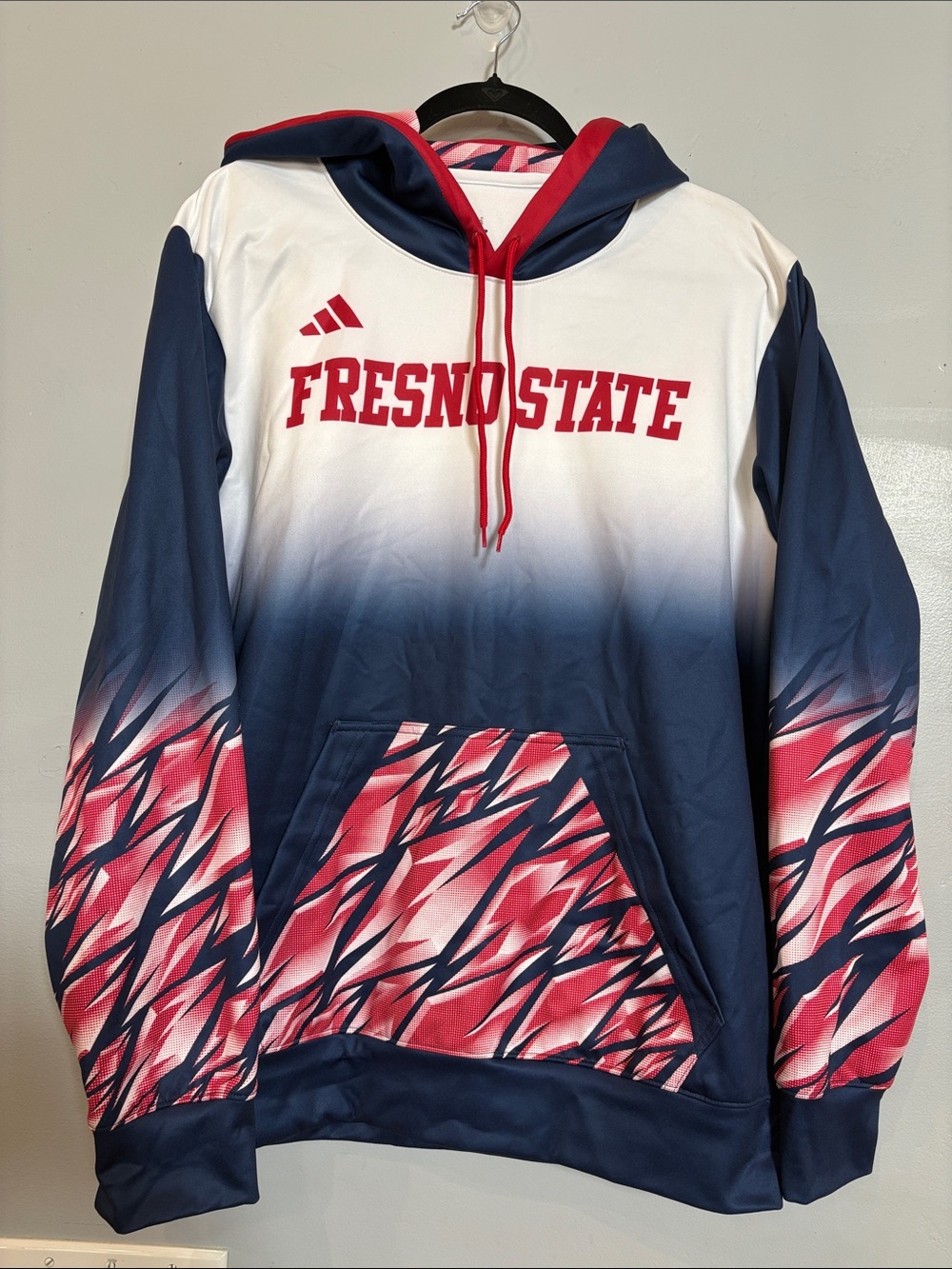 Adidas Fresno State Bulldogs Hoodie Men’s M Red White Navy Pullover NCAA